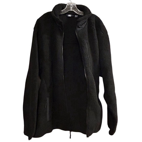 Lands' End Men's XXL/T Black Sherpa Fleece Jacket Winter Casual Zip Pockets - Picture 3 of 15
